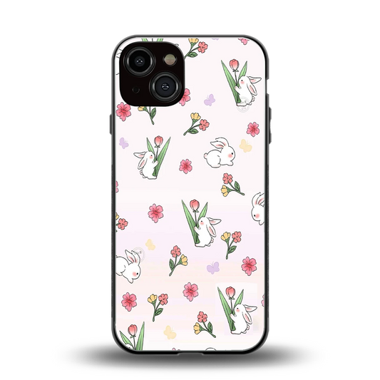 Bunny Bliss back phone cover | glass case for iphone 14