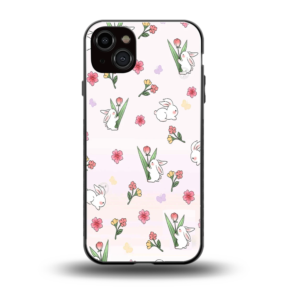Bunny Bliss back phone cover | glass case for iphone 14 plus