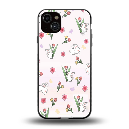 Bunny Bliss back phone cover | glass case for iphone 14 plus