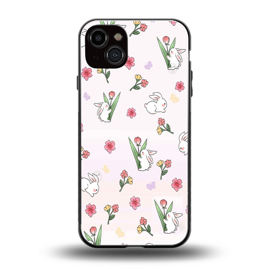Bunny Bliss back phone cover | glass case for iphone 14 plus