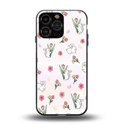 Bunny Bliss back phone cover | glass case for iphone 15 pro max