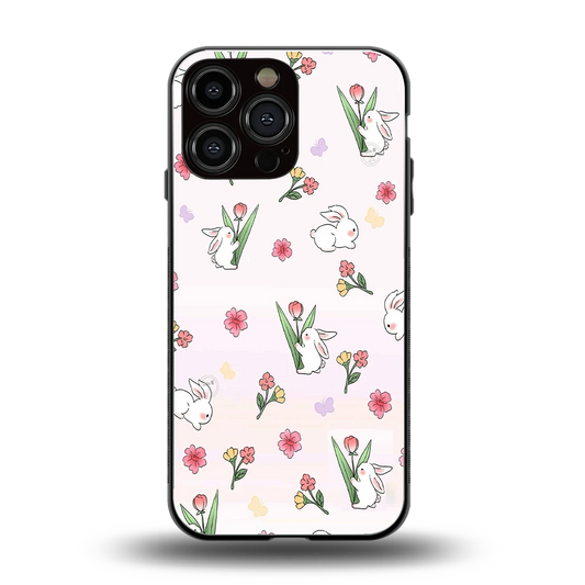 Bunny Bliss back phone cover | glass case for iphone 15 pro max