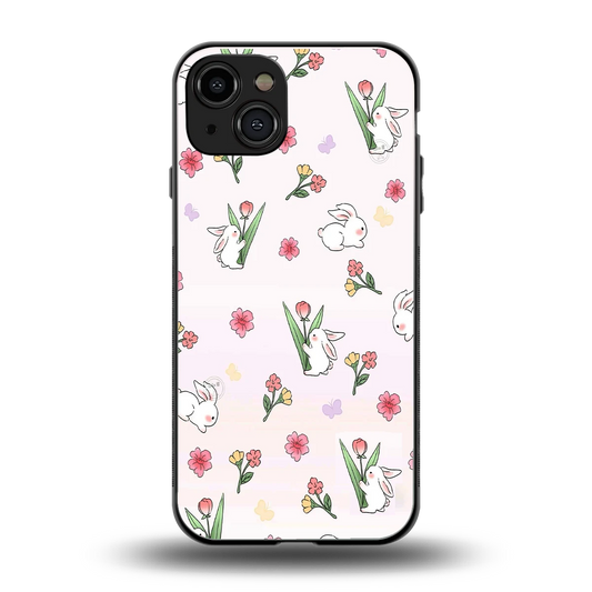 Bunny Bliss back phone cover | glass case for iphone 15