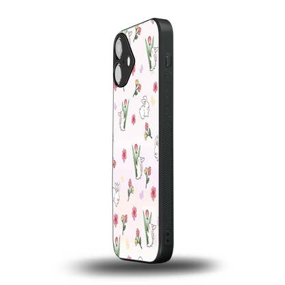 Bunny Bliss iphone 16 plus mobile cover | shockproof glass phone case