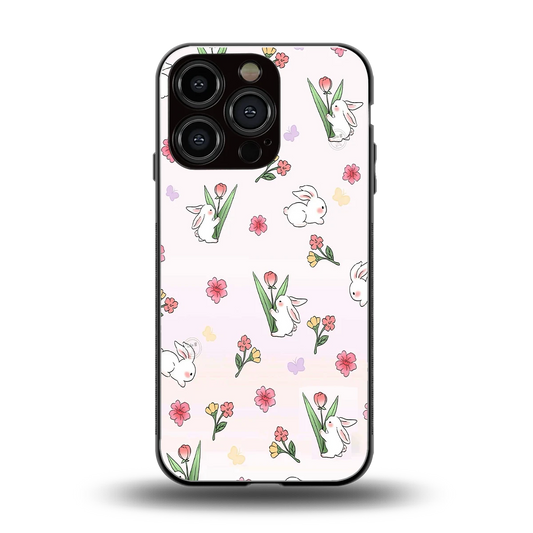 Bunny Bliss back phone cover | glass case for iphone 16 pro