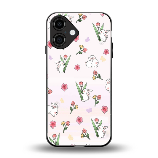 Bunny Bliss back phone cover | glass case for iphone 16
