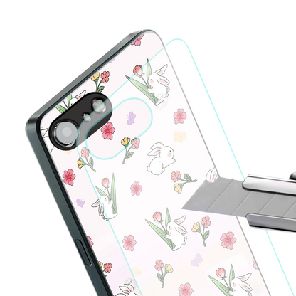 Bunny Bliss stylish phone case for iphone 16e | glossy glass and slim fit