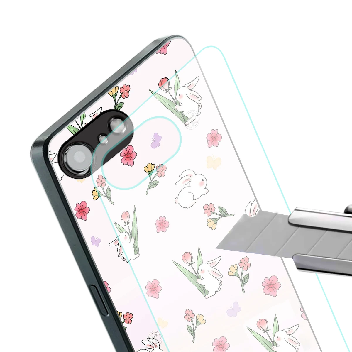 Bunny Bliss stylish phone case for iphone 17e | glossy glass and slim fit