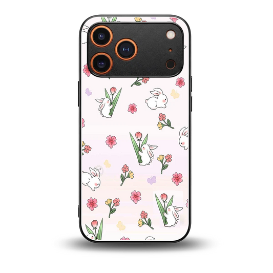Bunny Bliss back phone cover | glass case for iphone 17 pro max