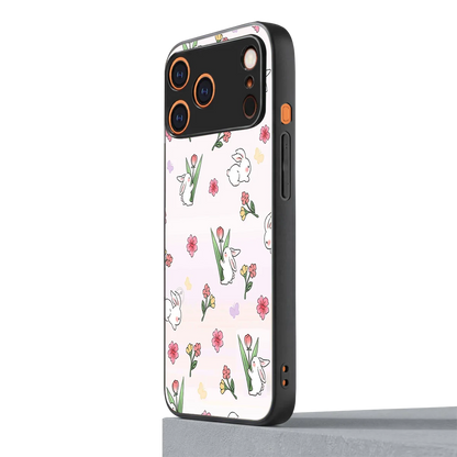 Bunny Bliss iphone 17 pro mobile cover | shockproof glass phone case