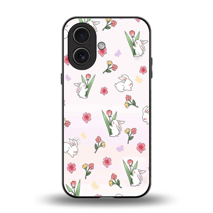 Bunny Bliss back phone cover | glass case for iphone 17