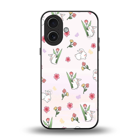 Bunny Bliss back phone cover | glass case for iphone 17