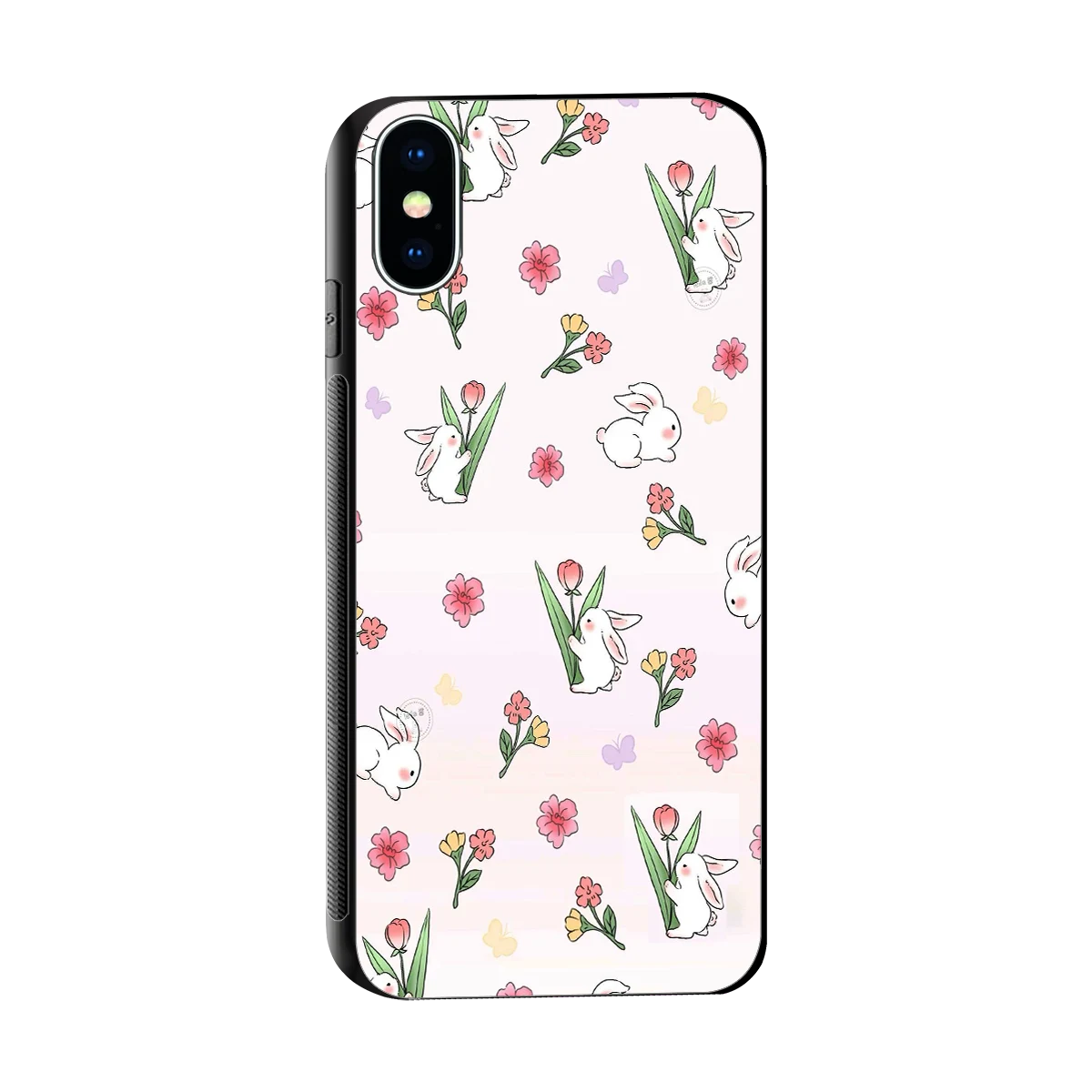 Bunny Bliss sleek iphone xs cover with tempered glass back and TPU edges