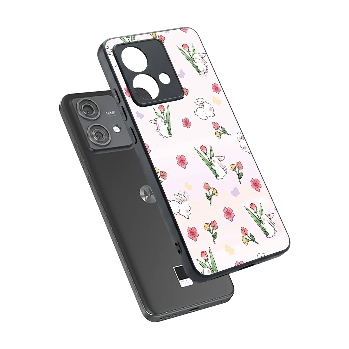 Bunny Bliss sleek motorola edge 40 neo 5g cover with tempered glass back and TPU edges