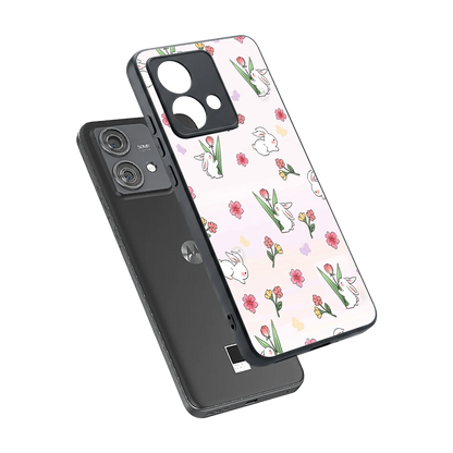 Bunny Bliss sleek motorola edge 40 neo 5g cover with tempered glass back and TPU edges
