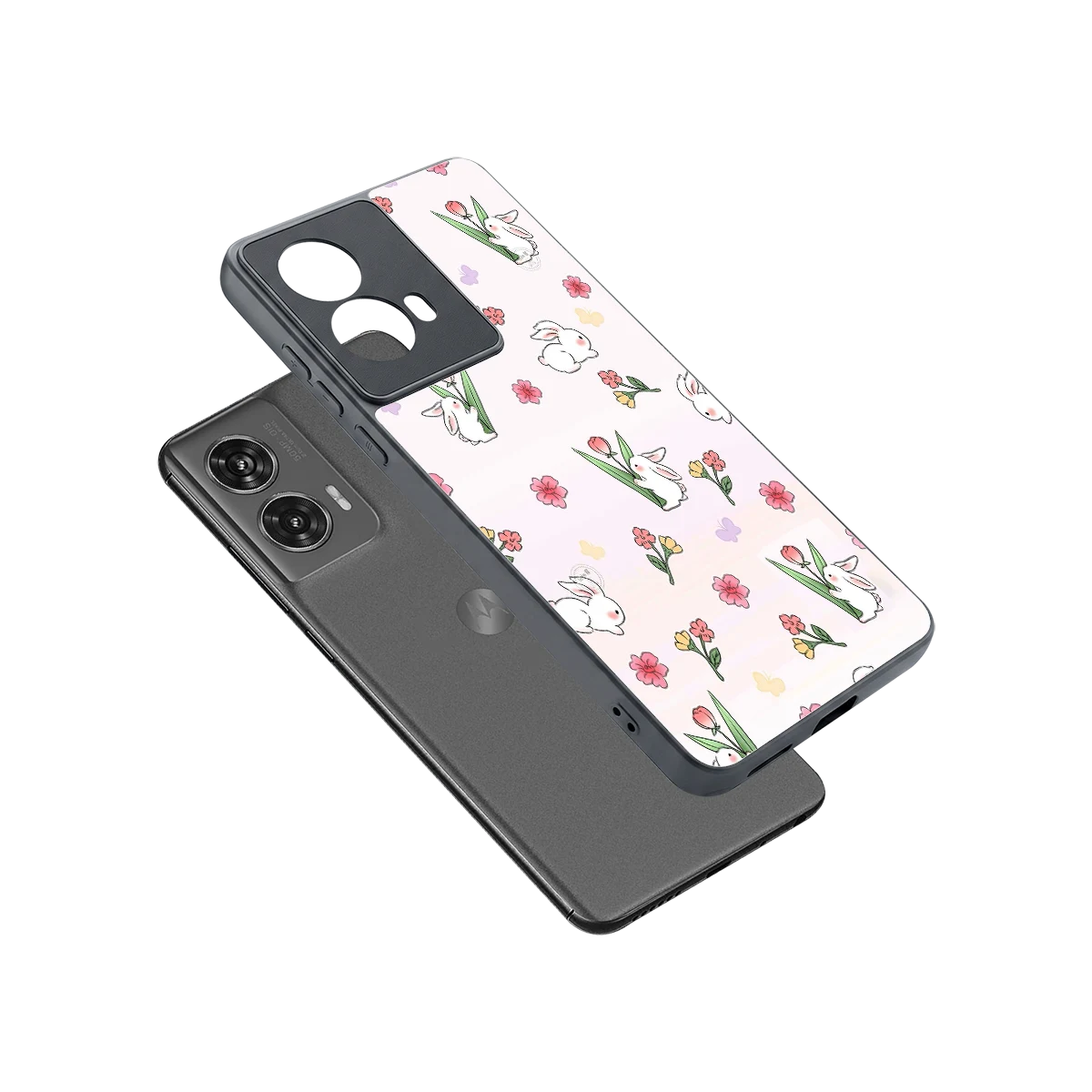 Bunny Bliss sleek motorola edge 50 fusion cover with tempered glass back and TPU edges