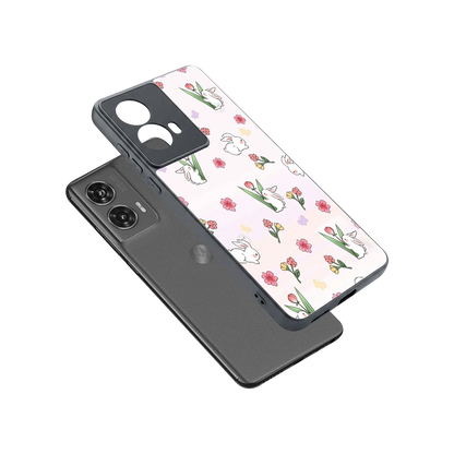 Bunny Bliss sleek motorola edge 50 fusion cover with tempered glass back and TPU edges