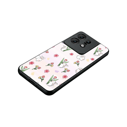 Bunny Bliss stylish phone case for motorola edge 50 pro | glossy glass and slim fit