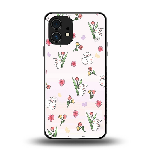 Bunny Bliss back phone cover | glass case for nothing phone 1