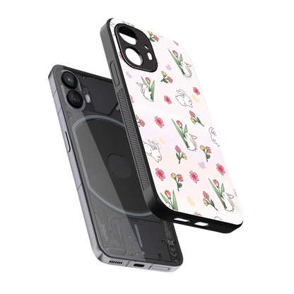 Bunny Bliss sleek nothing phone 2 cover with tempered glass back and TPU edges