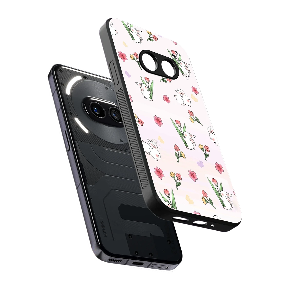 Bunny Bliss sleek nothing phone 2a plus cover with tempered glass back and TPU edges