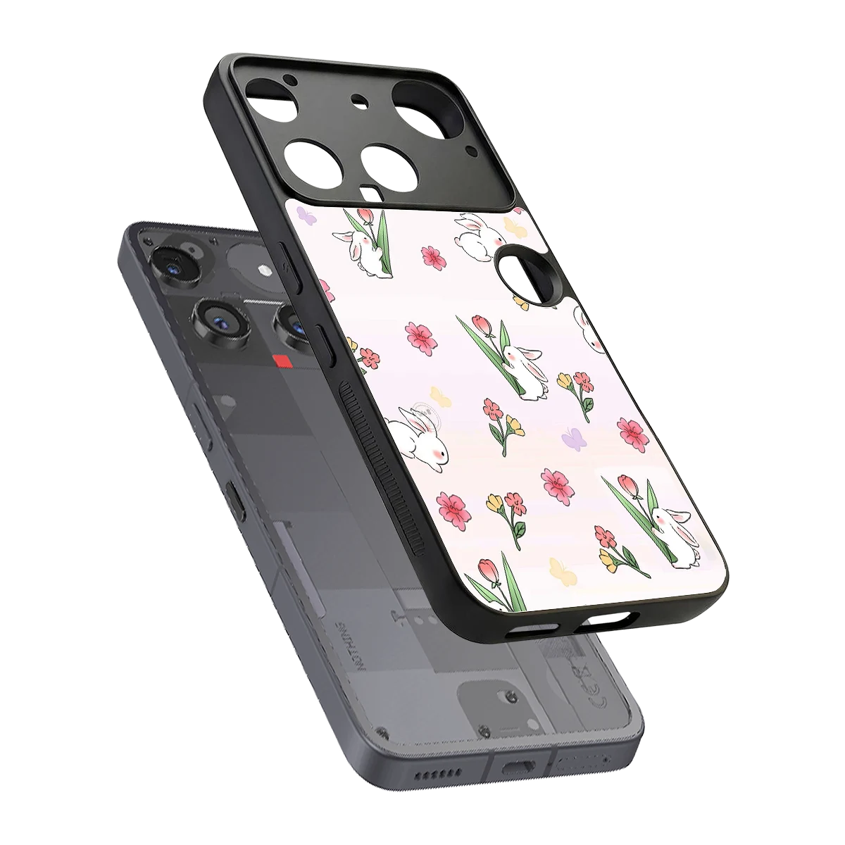 Bunny Bliss sleek nothing phone 3 cover with tempered glass back and TPU edges