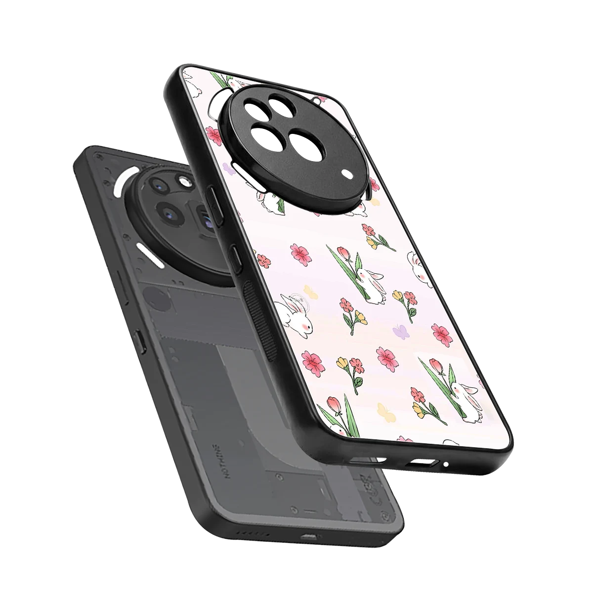 Bunny Bliss sleek nothing phone 3a pro cover with tempered glass back and TPU edges