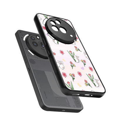 Bunny Bliss sleek nothing phone 3a pro cover with tempered glass back and TPU edges