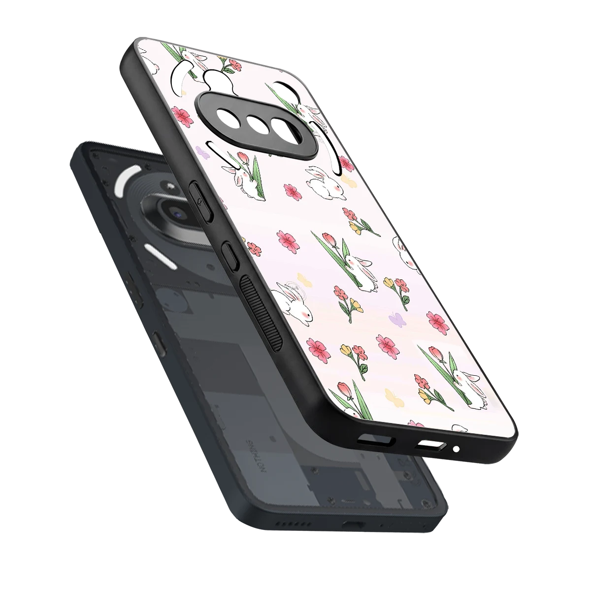 Bunny Bliss sleek nothing phone 3a cover with tempered glass back and TPU edges
