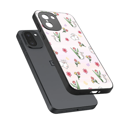 Bunny Bliss sleek oneplus 15r cover with tempered glass back and TPU edges