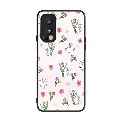 Bunny Bliss back phone cover | glass case for oneplus nord 2