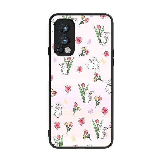 Bunny Bliss back phone cover | glass case for oneplus nord 2
