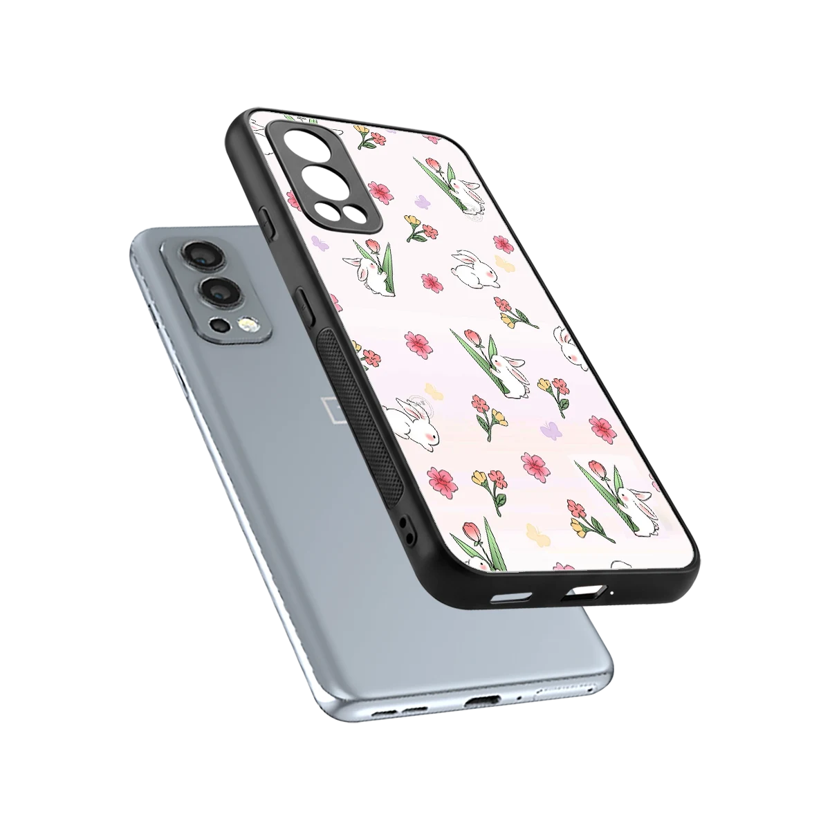 Bunny Bliss sleek oneplus nord 2 cover with tempered glass back and TPU edges