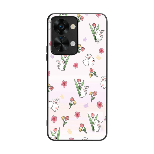 Bunny Bliss back phone cover | glass case for oneplus nord 2t