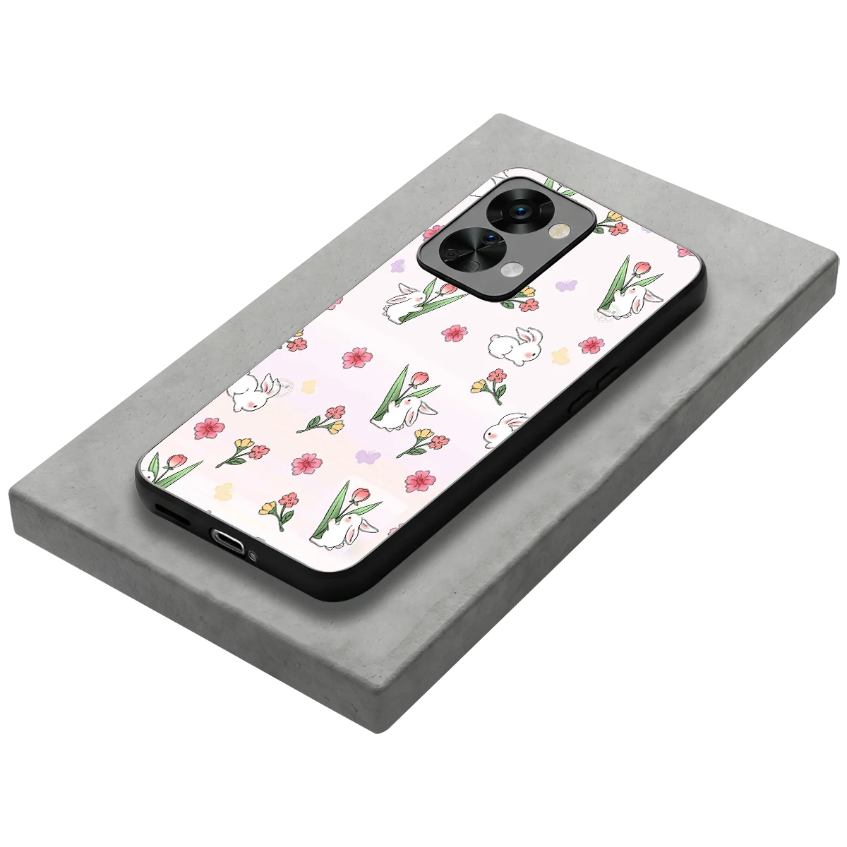 Bunny Bliss stylish phone case for oneplus nord 2t | glossy glass and slim fit