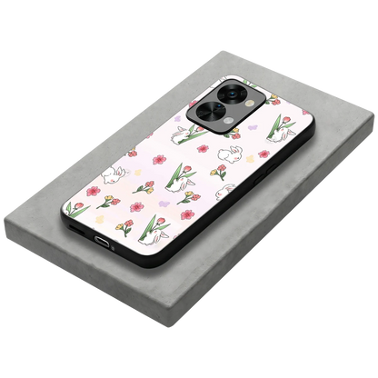 Bunny Bliss stylish phone case for oneplus nord 2t | glossy glass and slim fit