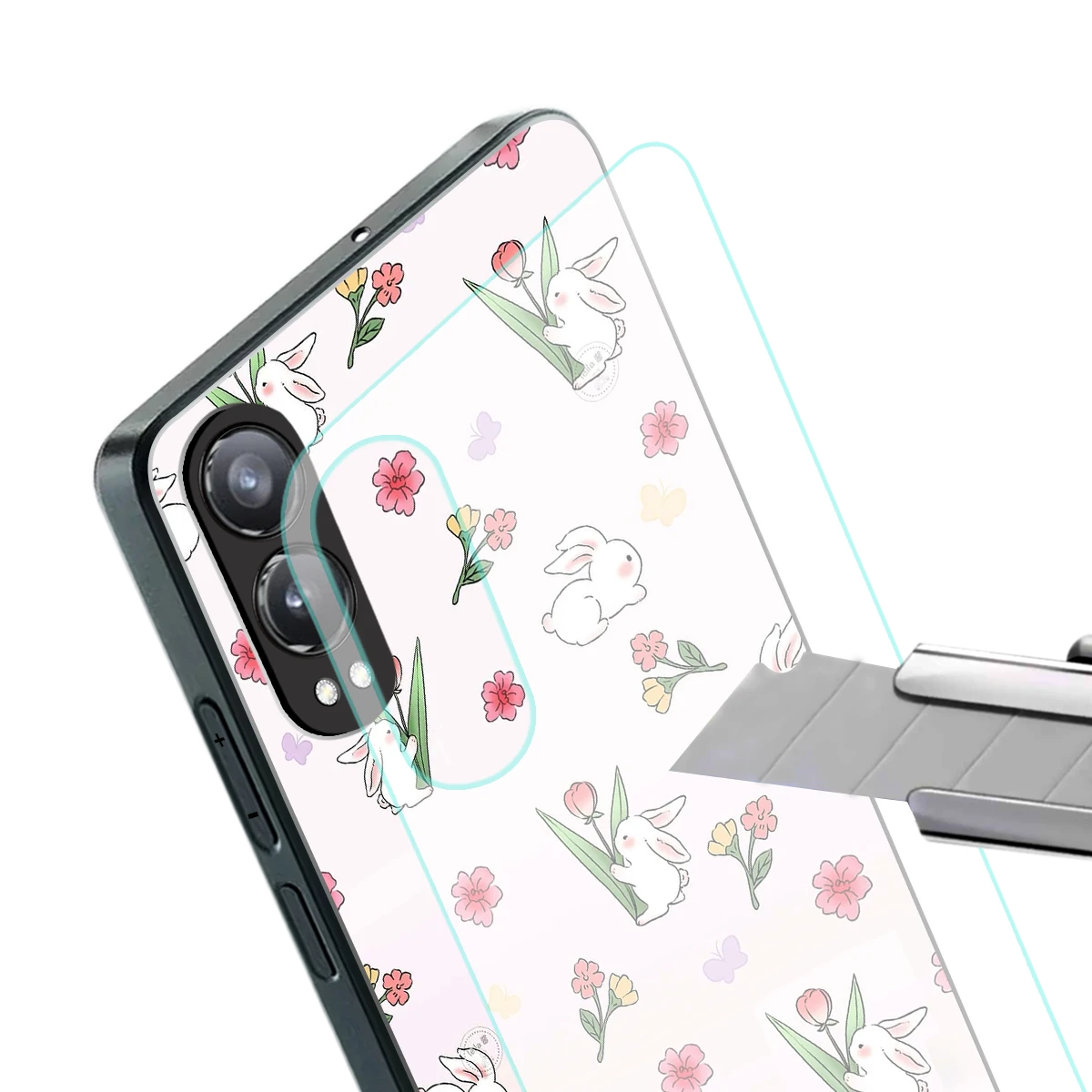 Bunny Bliss stylish phone case for oneplus nord ce 4 lite | glossy glass and slim fit