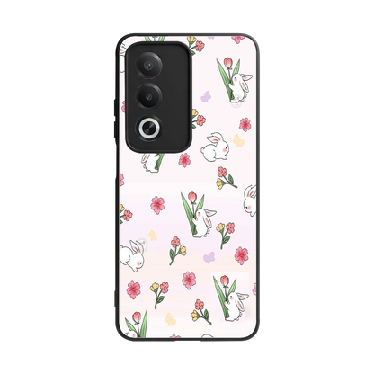Bunny Bliss back phone cover | glass case for oppo a3 pro