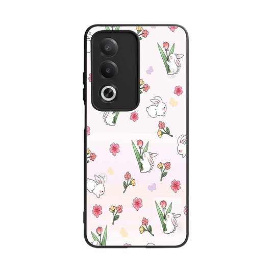 Bunny Bliss back phone cover | glass case for oppo a3 pro