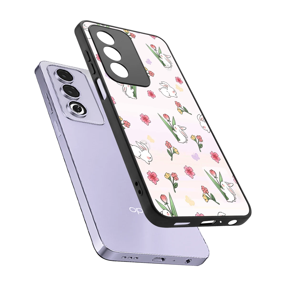 Bunny Bliss sleek oppo a3 pro cover with tempered glass back and TPU edges