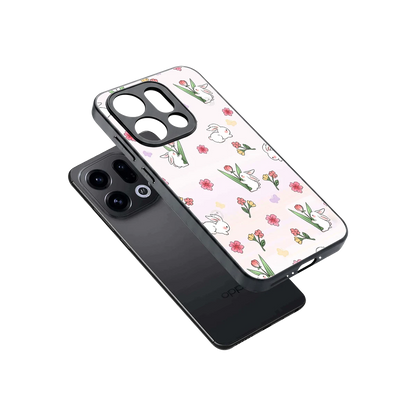 Bunny Bliss sleek oppo find x9 cover with tempered glass back and TPU edges