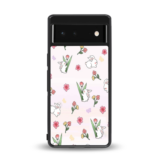 Bunny Bliss back phone cover | glass case for google pixel 6a