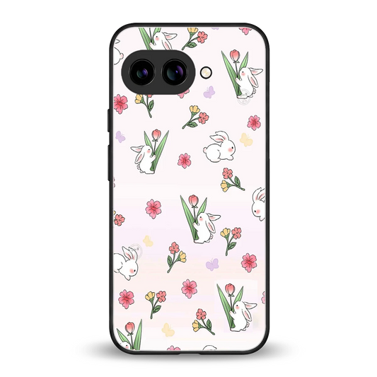Bunny Bliss back phone cover | glass case for google pixel 9a