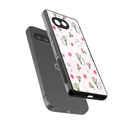 Bunny Bliss sleek google pixel 10a cover with tempered glass back and TPU edges