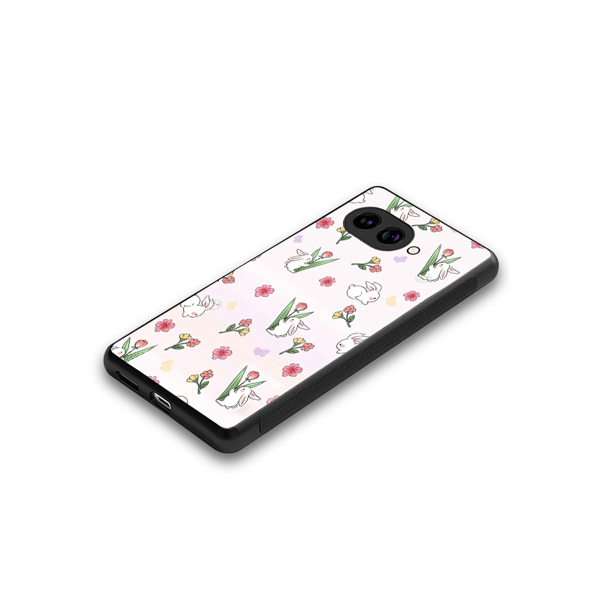 Bunny Bliss stylish phone case for google pixel 10a | glossy glass and slim fit
