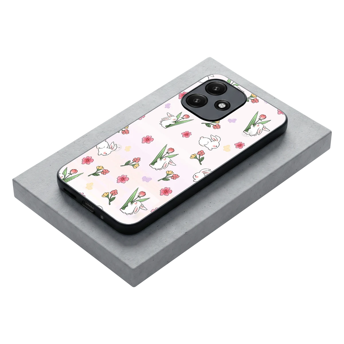Bunny Bliss stylish phone case for redmi 12 5g | glossy glass and slim fit