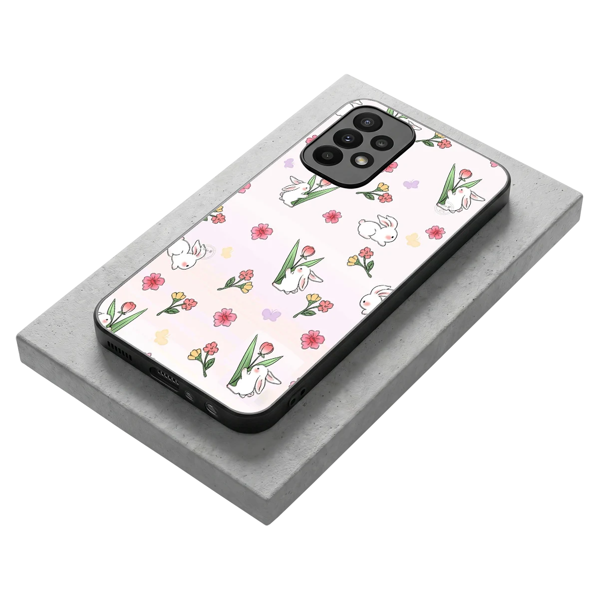 Bunny Bliss stylish phone case for samsung galaxy a23 | glossy glass and slim fit