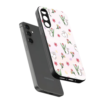 Bunny Bliss sleek samsung galaxy a55 5g cover with tempered glass back and TPU edges
