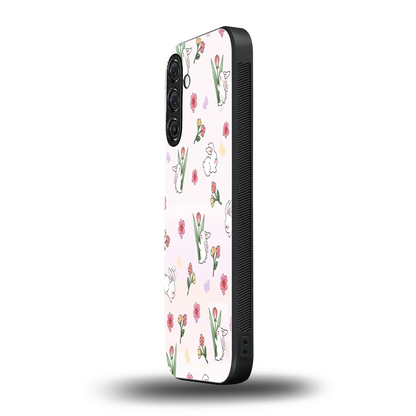 Bunny Bliss samsung galaxy a55 5g mobile cover | shockproof glass phone case