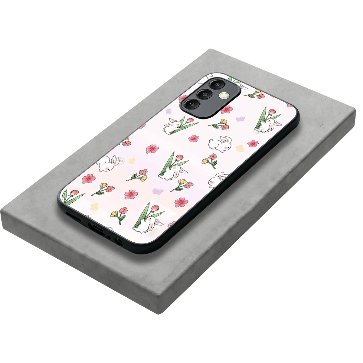 Bunny Bliss stylish phone case for samsung galaxy m14 5g | glossy glass and slim fit